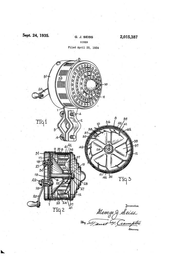 Original Patent Drawing: Q SIREN