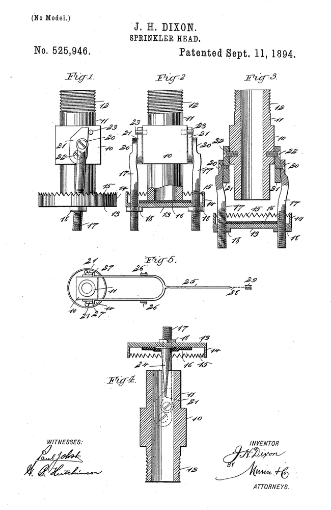 Original Patent Drawing: SPRINKLER HEAD