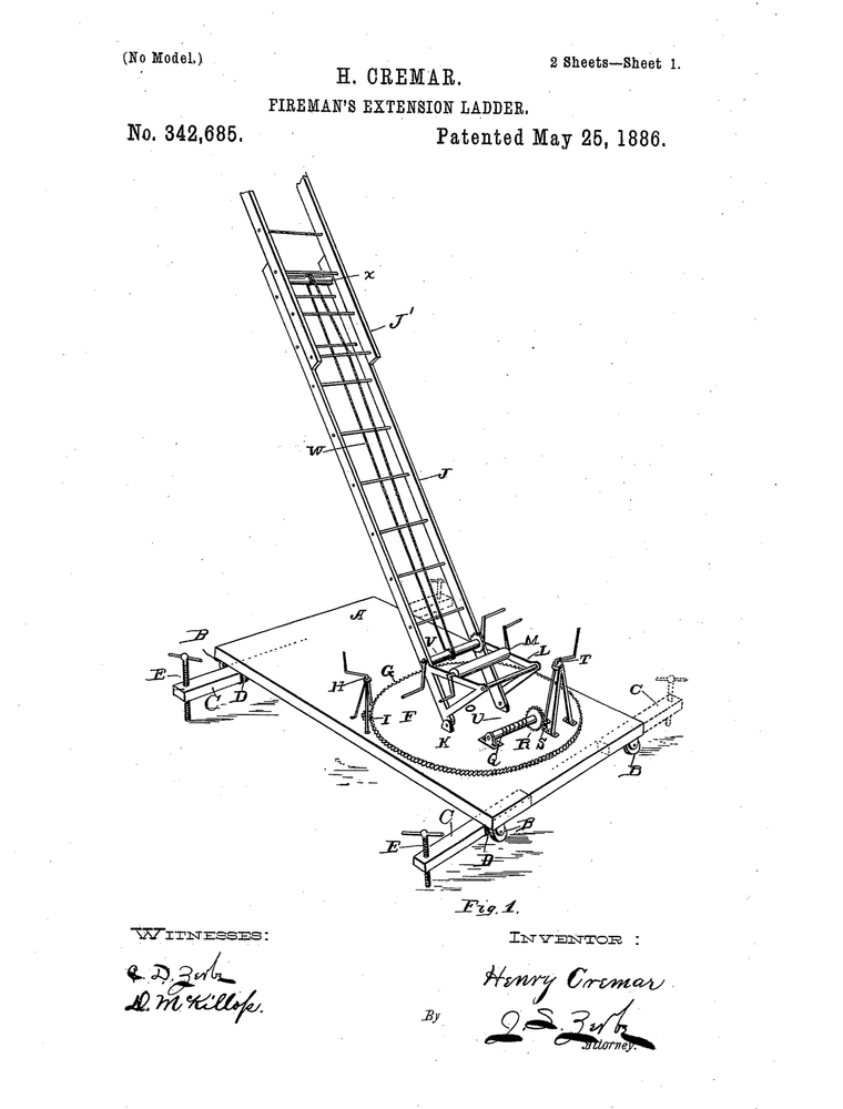 Original Patent Drawing: EXTENSION LADDER
